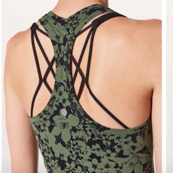 Lululemon Cool Racerback Tank Top Size 8 Green Black - Picture 4 of 5